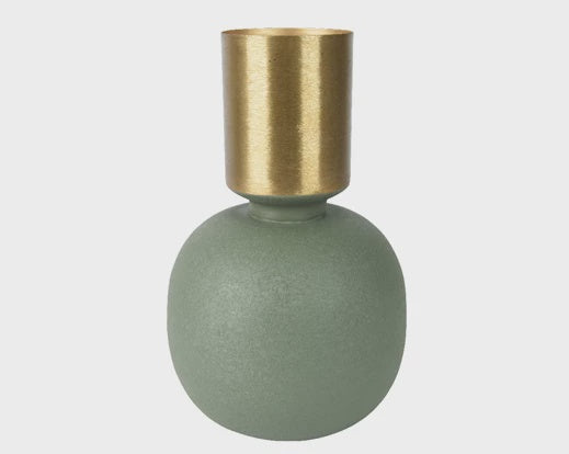 Brushed Gold & Green Vase