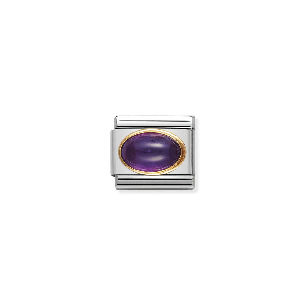 Nomination Classic Link Oval Semi-Precious Stones 18K Gold Amethyst