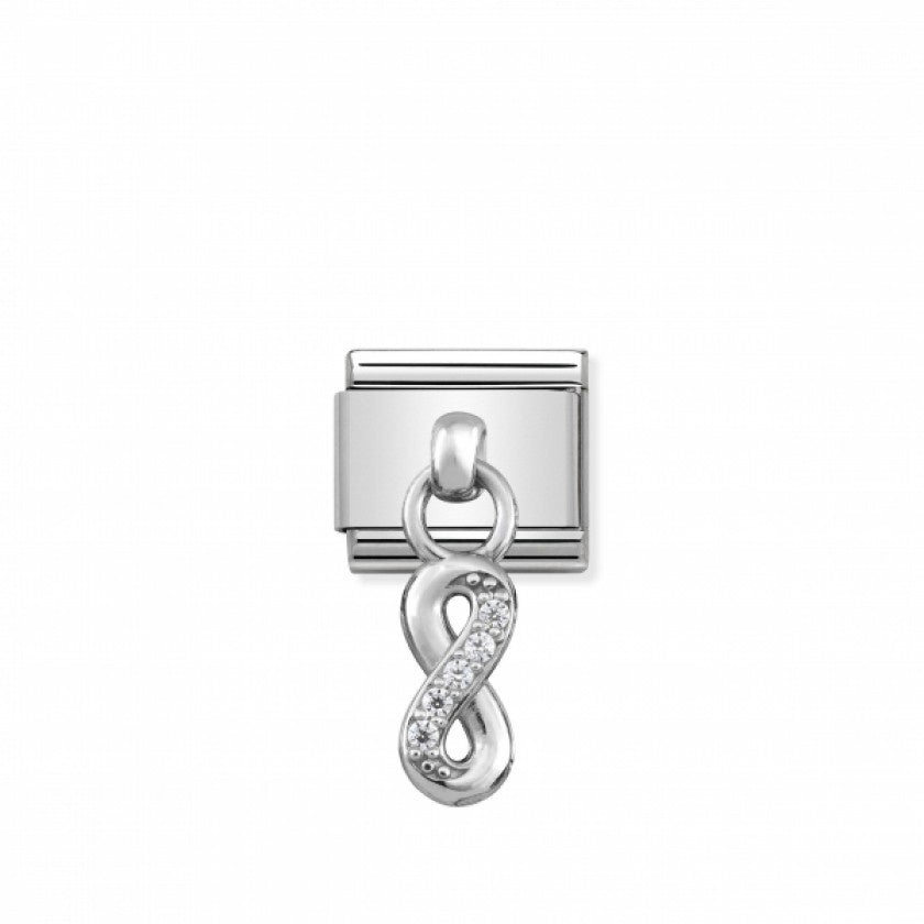 Nomination Classic Link Charm Silver and Cubic Zirconia Infinity Pendant Charm