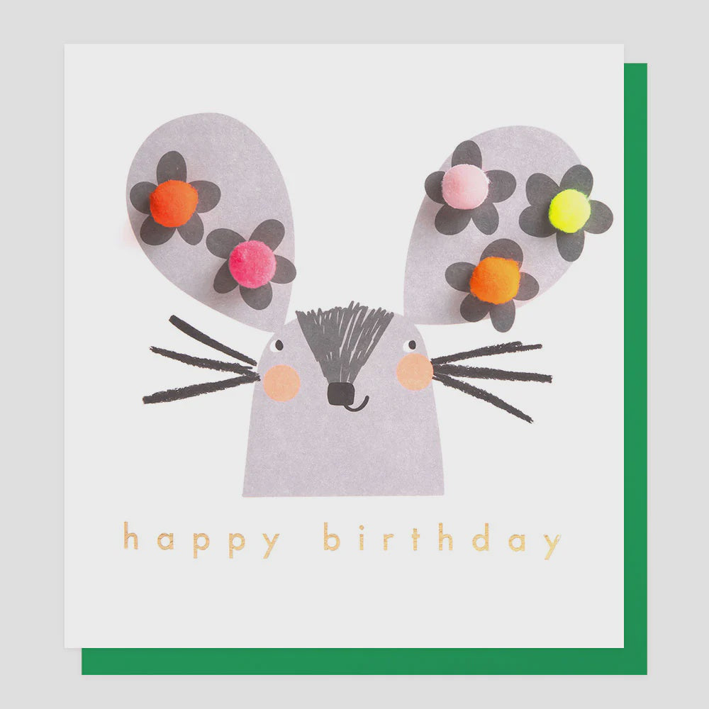 Caroline Gardner Mouse With Flowers Birthday Greetings Card