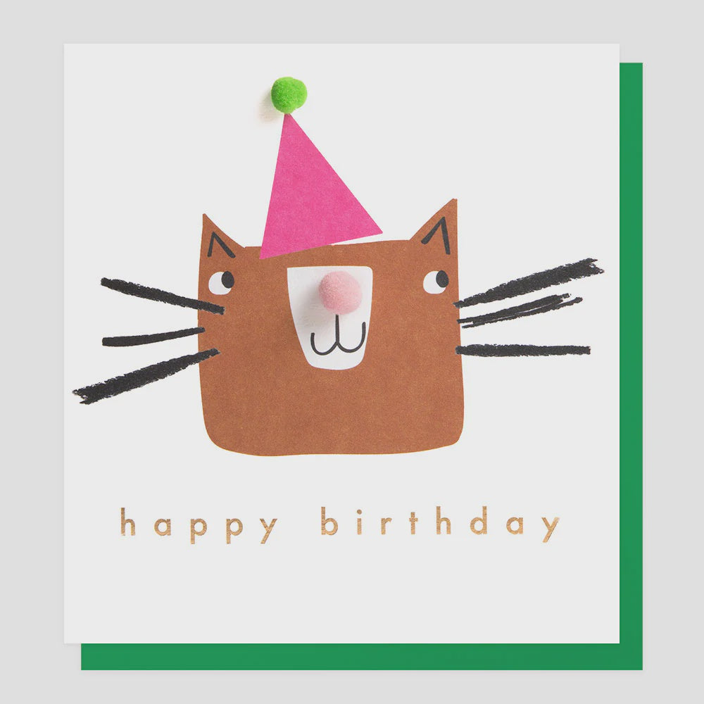 Caroline Gardner Cat In Party Hat Birthday Greetings Card