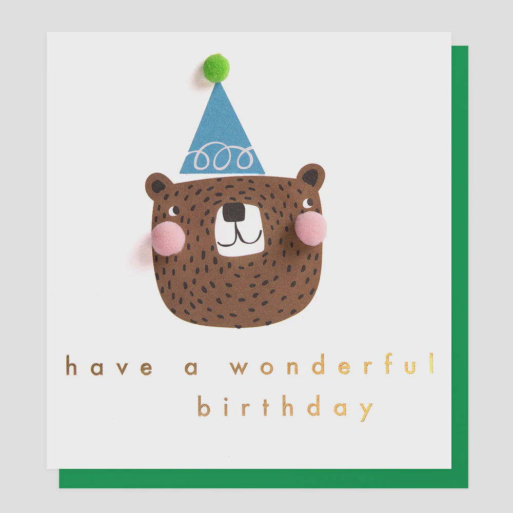 Caroline Gardner Bear In Party Hat Birthday Greetings Card