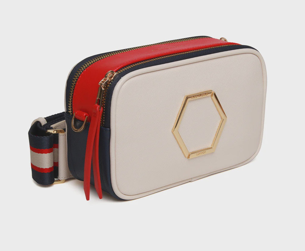 Alice Wheeler Pimlico Honeycomb Crossbody Bag - Cream Tricolour