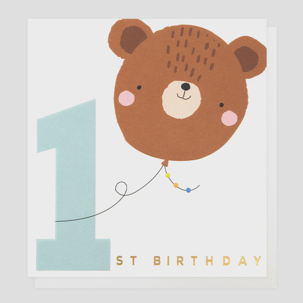 Caroline Gardner 1st Birthday Bear Greetings Card