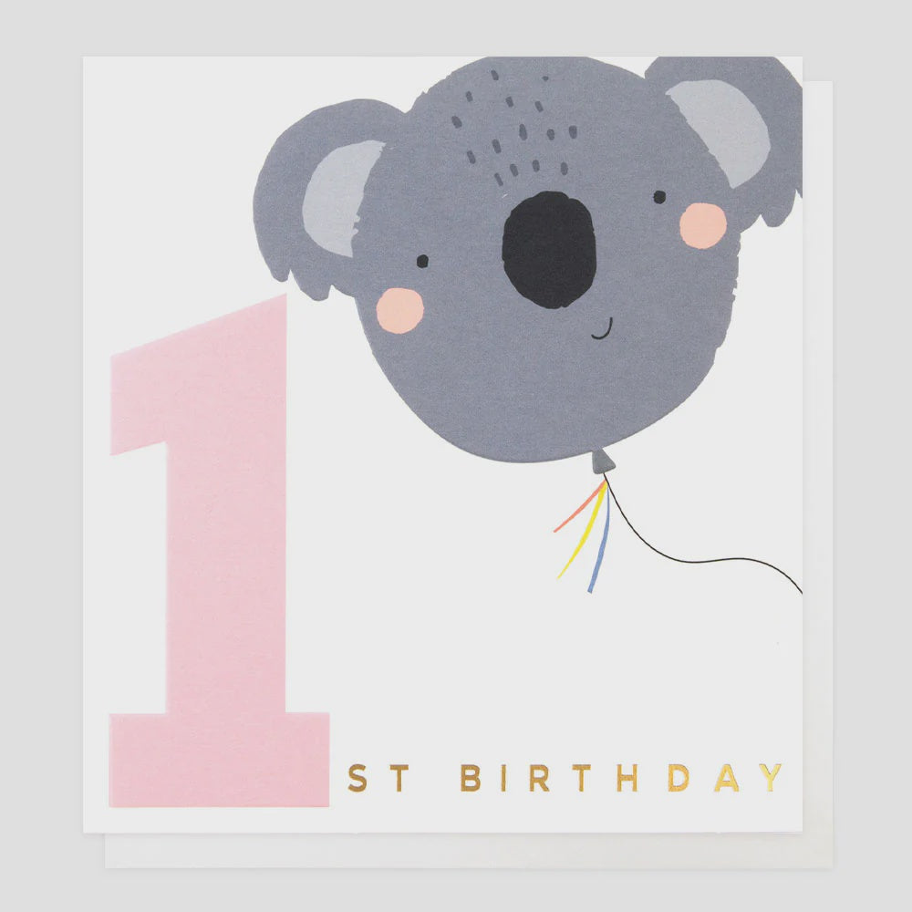 Caroline Gardner 1st Birthday Koala Greetings Card