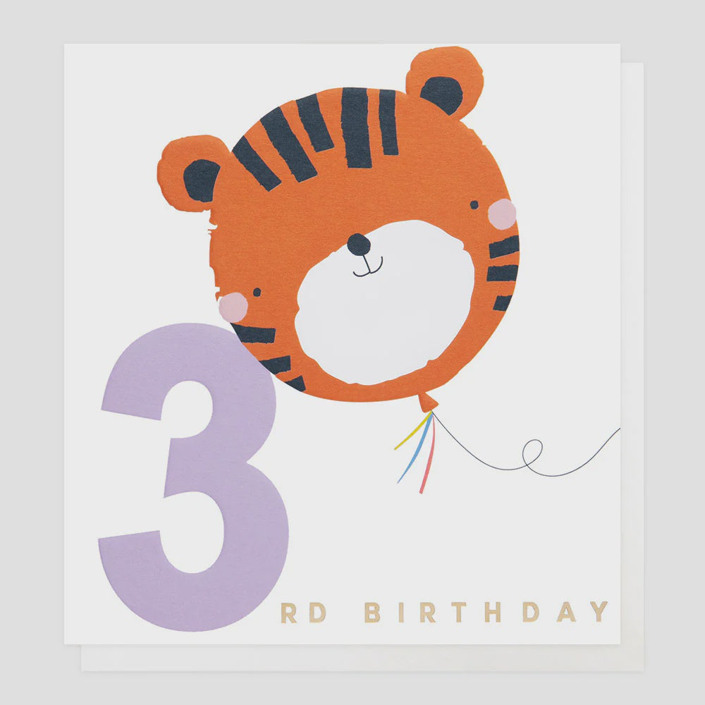 Caroline Gardner 3rd Birthday Tiger Greetings Card