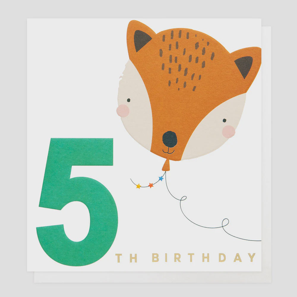 Caroline Gardner 5th Birthday Fox Greetings Card