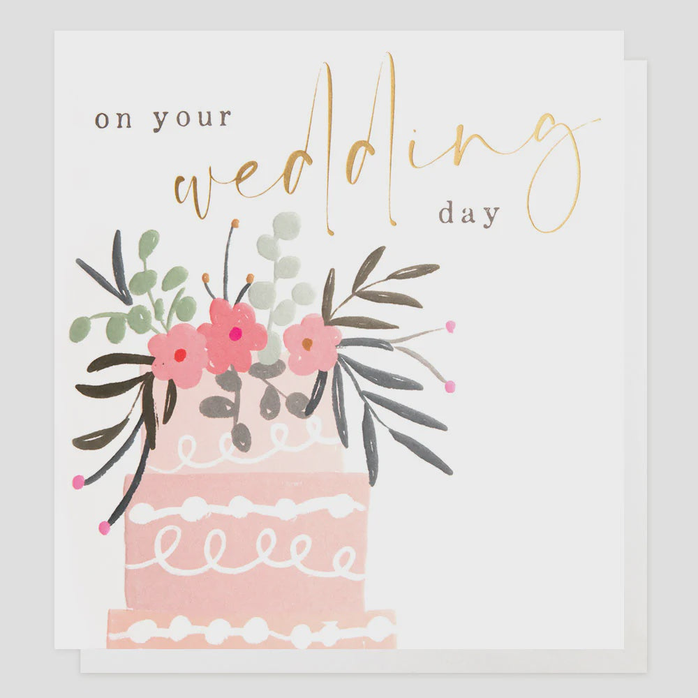 Caroline Gardner Wedding Cake With Flowers Greetings Card