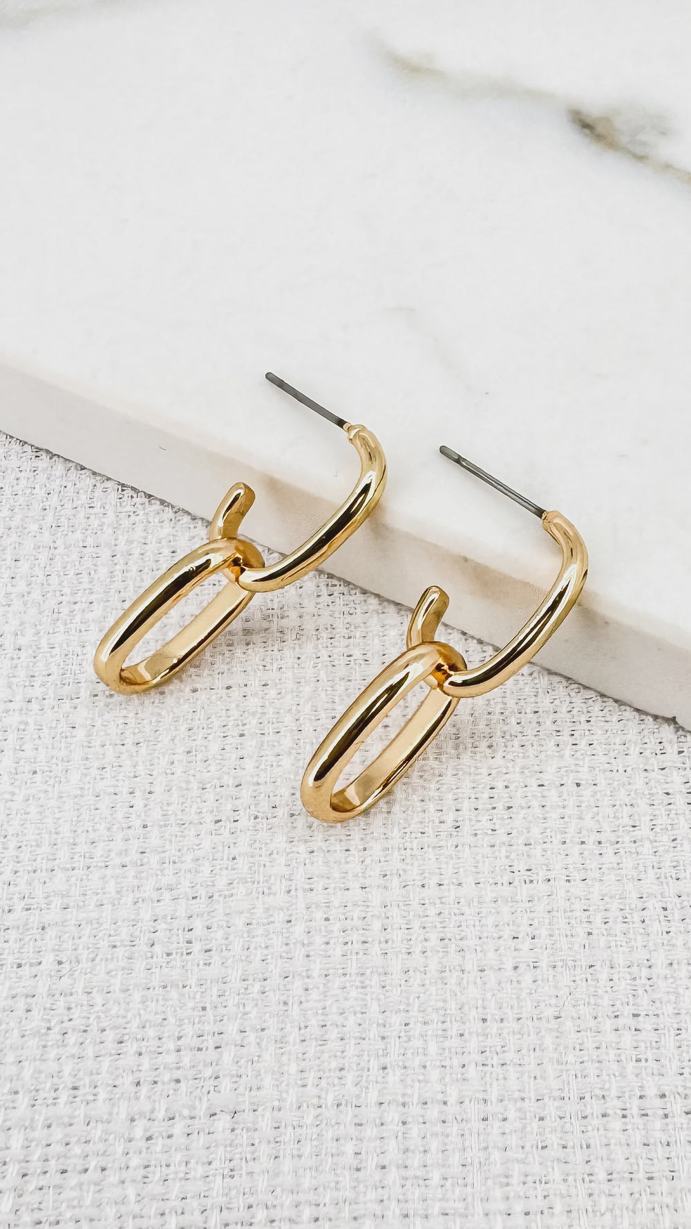 Double Link Earrings - Gold