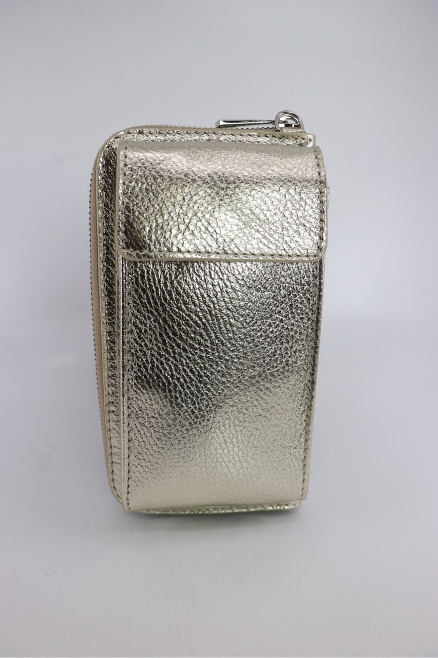 Bagitali Crossbody Leather Purse / Phone Bag - Gold