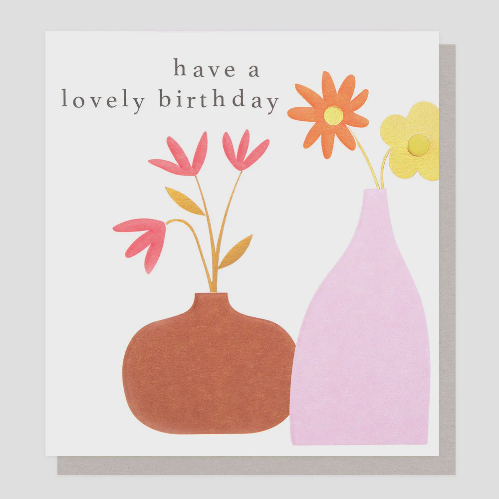 Caroline Gardner Vases With Flowers Birthday Greetings Card