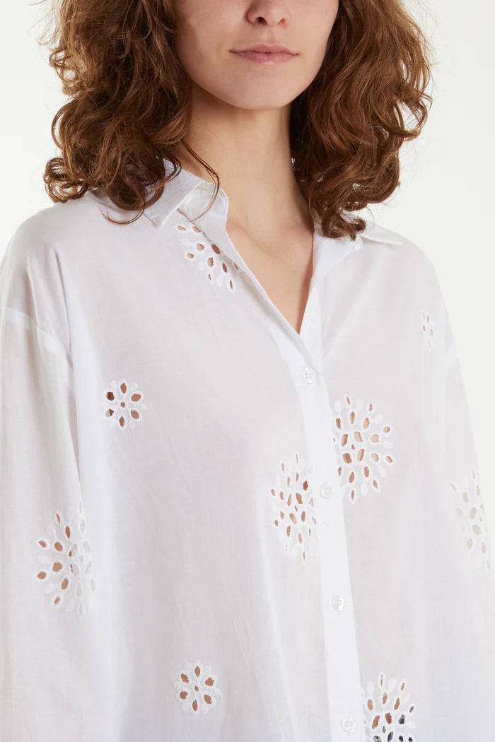 
                  
                    Embroidered Voile Shirt - Ivory
                  
                