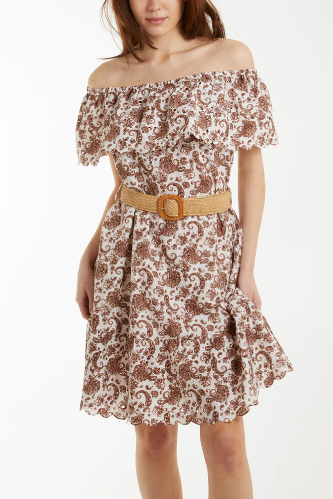 
                  
                    Bardot Broderie Belted Mini Dress
                  
                