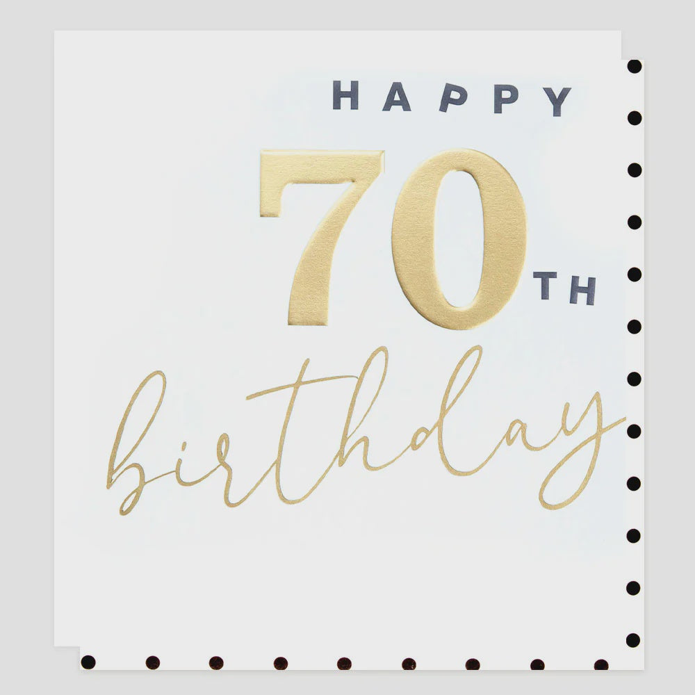 Caroline Gardner Gold 70th Birthday Greetings Card