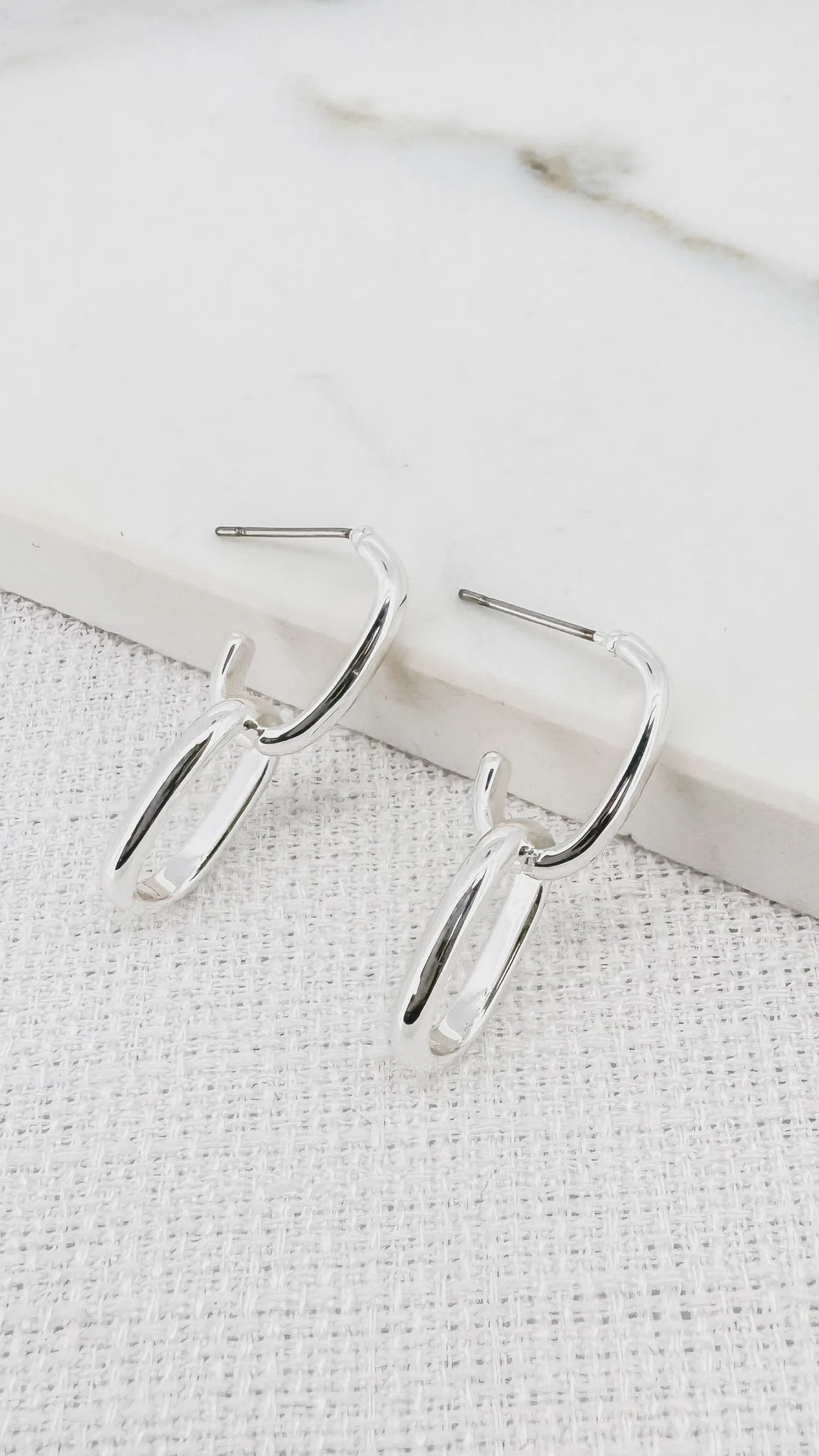 Double Link Earrings - Silver