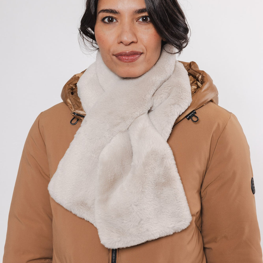 Rino & Pelle Stip Faux Fur Scarf - Birch