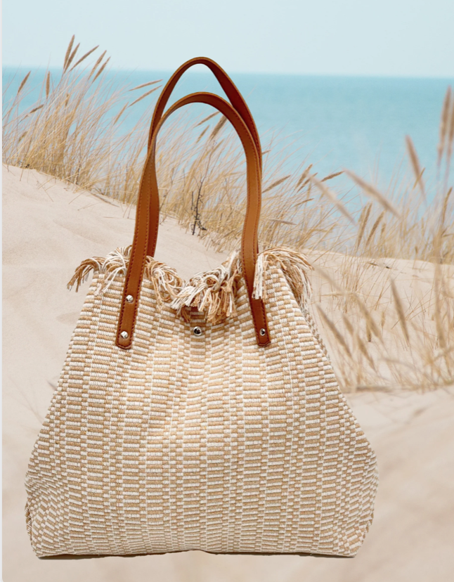 Woven Cotton Bag - Beige