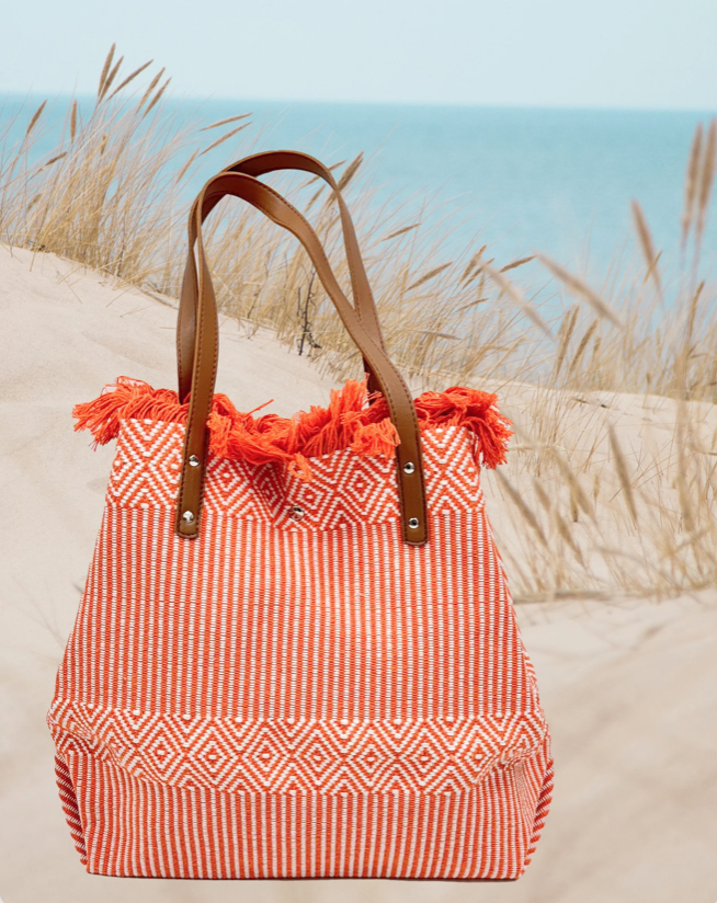 Woven Cotton Bag - Orange