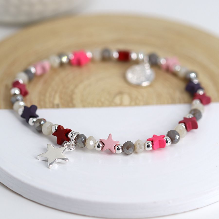 
                  
                    Pink Mix Bead & Silver Plated Star Bracelet
                  
                