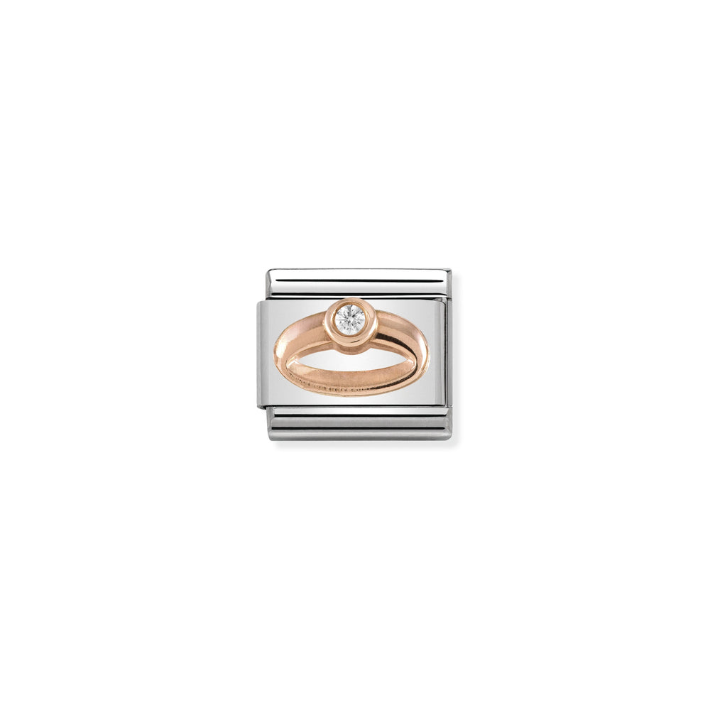 Nomination Classic Link Symbols 9K Rose Gold and Cubic Zirconia Ring