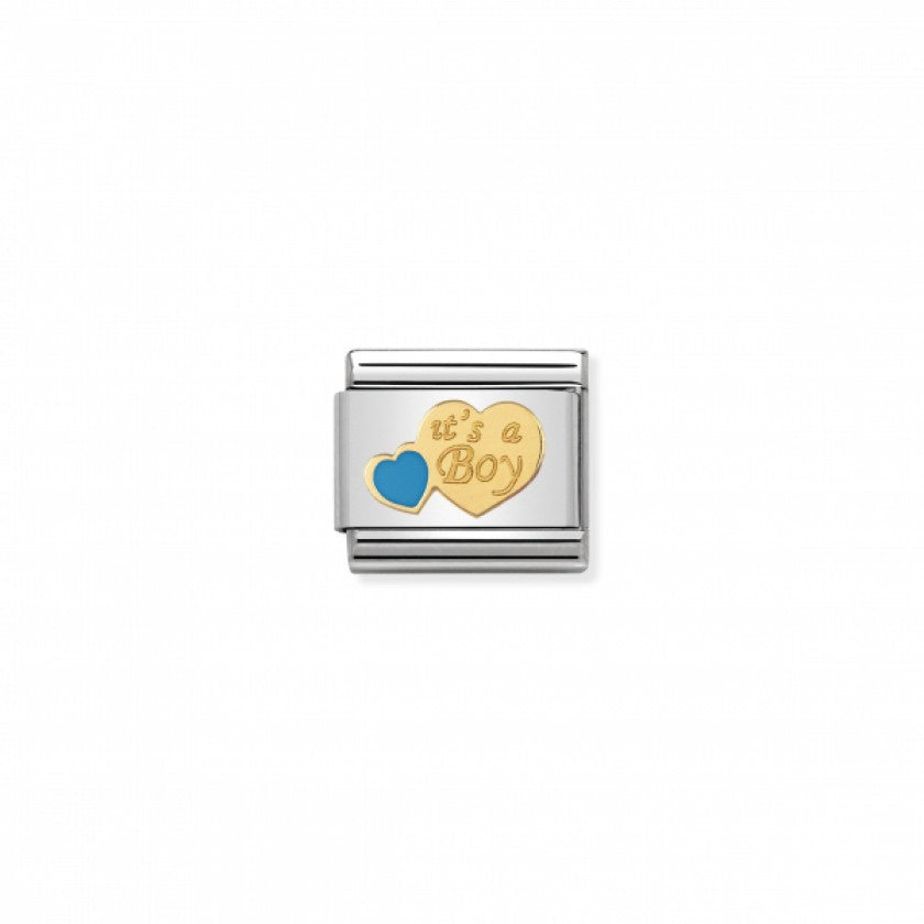 Nomination Classic Link Gold and Enamel It's a Boy Charm