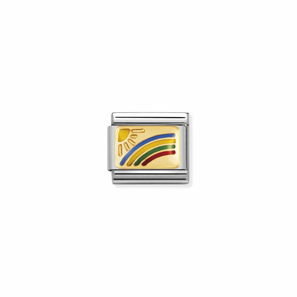Nomination Classic Link Gold and Enamel Rainbow Charm