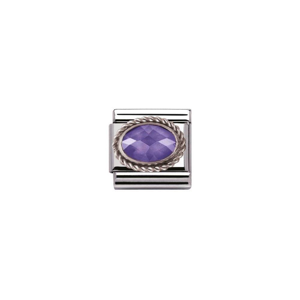 Nomination Classic Link Twisted Setting Faceted Cubic Zirconia Purple Charm