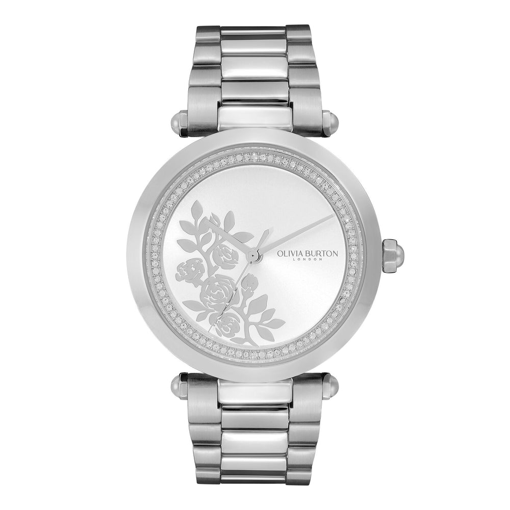 Olivia Burton Floral Silver Watch - White Face