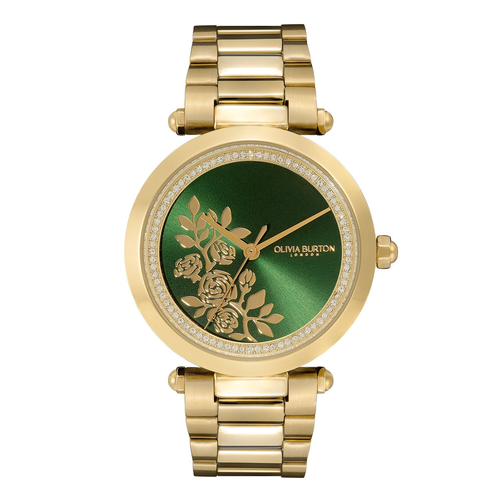 Olivia Burton Floral Gold Watch - Green Face