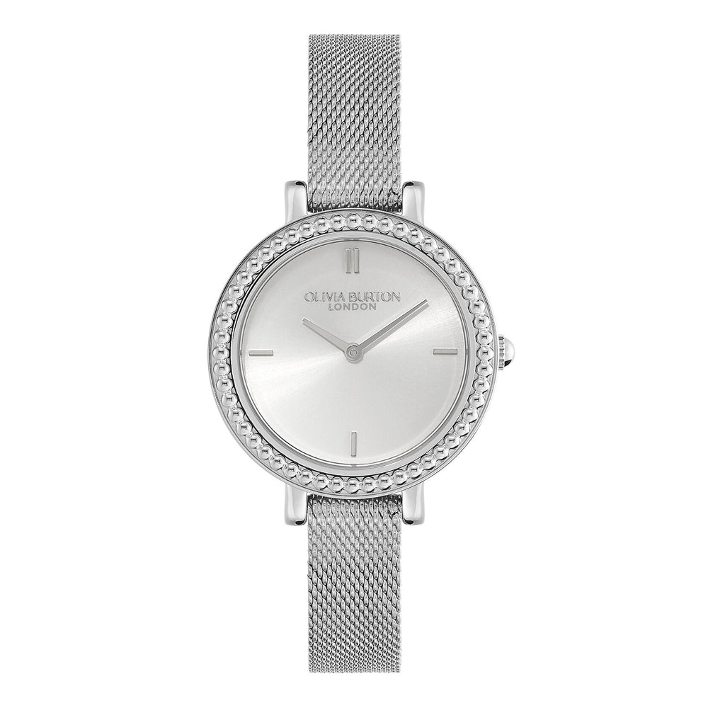 Olivia Burton Vintage Bead Mesh Watch - Silver