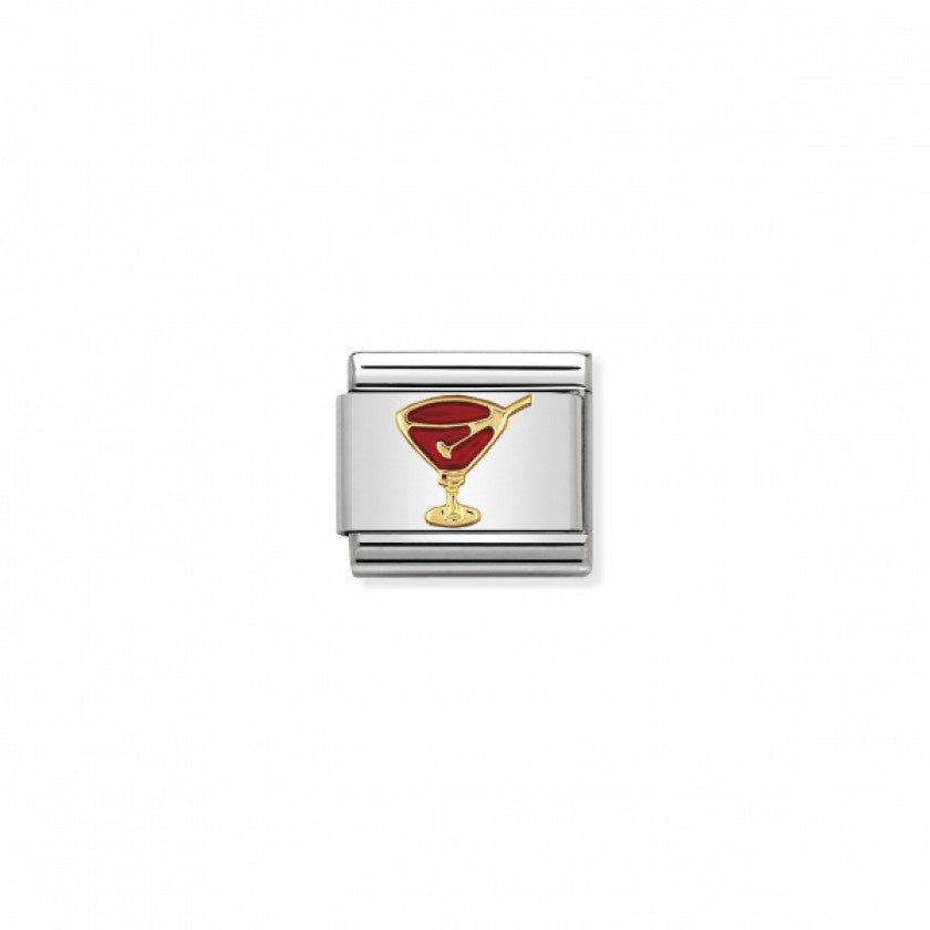 Nomination Gold and Enamel Red Cocktail Glass Charm