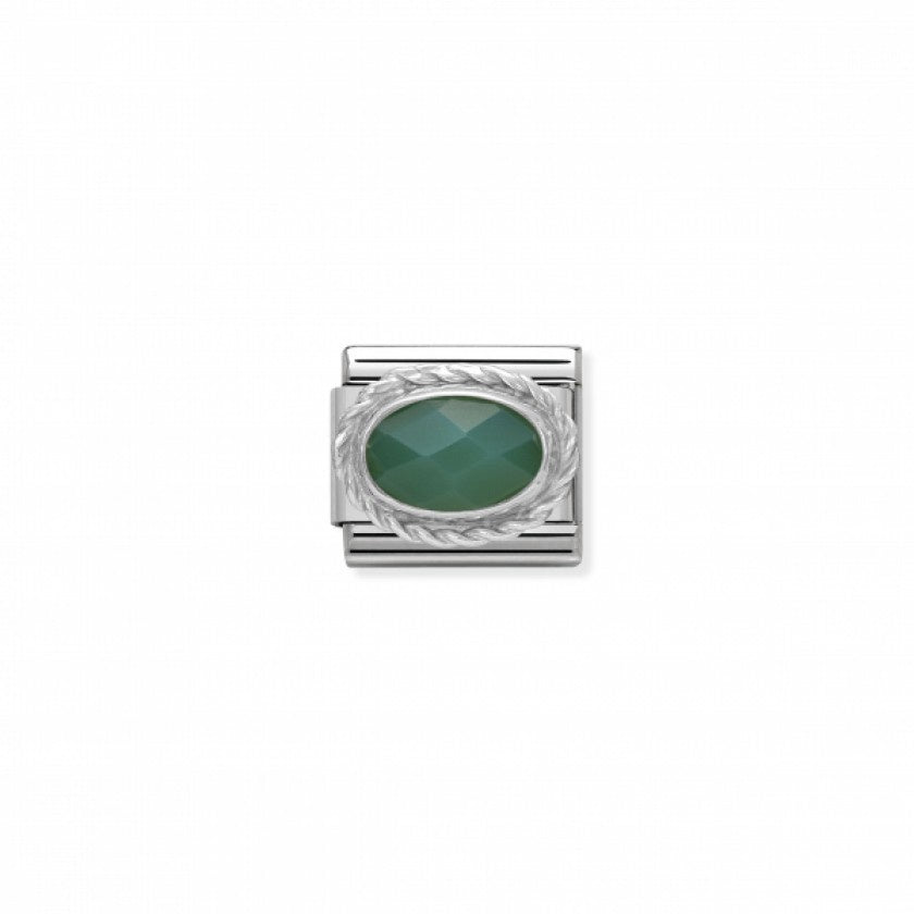 Nomination Classic Link Twisted Setting Faceted Green Agate Charm