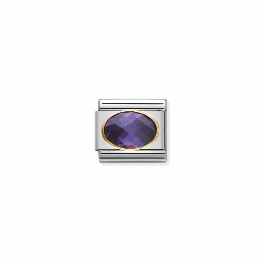 Nomination Gold Faceted Cubic Zirconia Violet Purple Stone Charm
