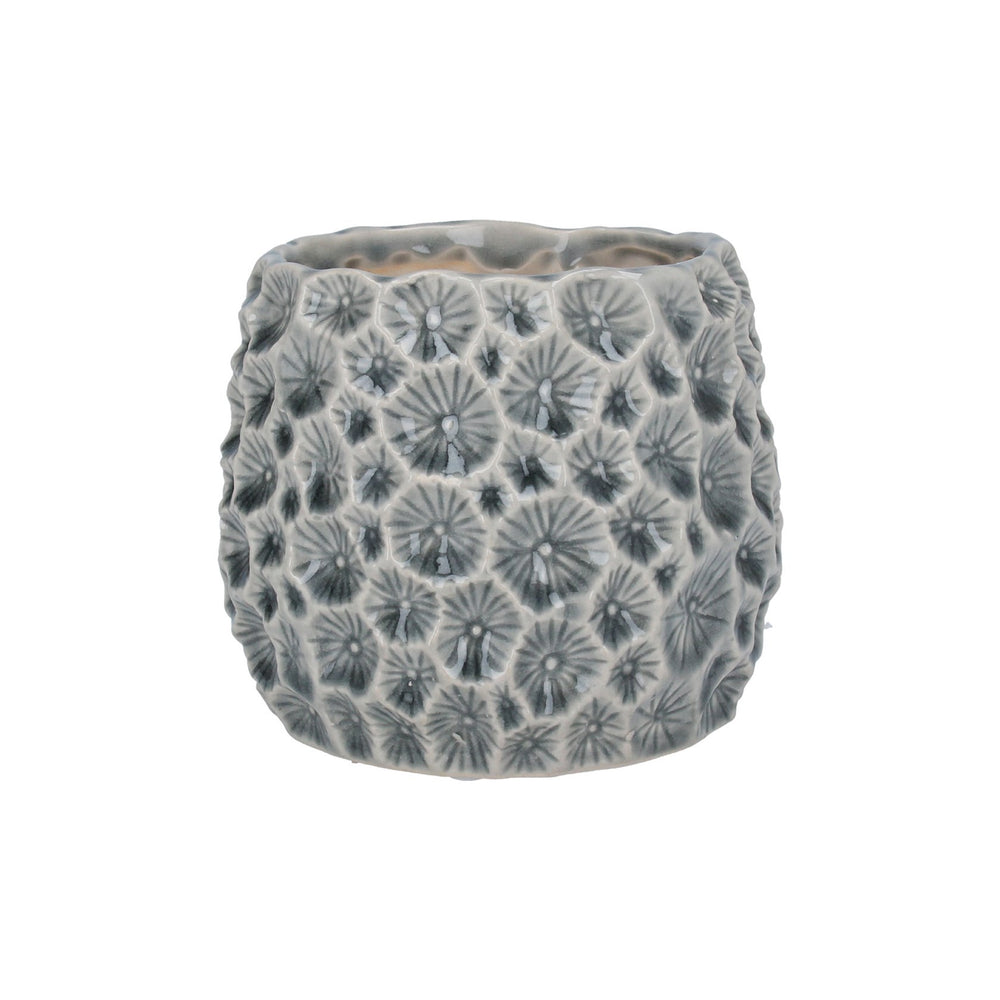 Gisela Graham Small Grey Crater Ceramic Pot