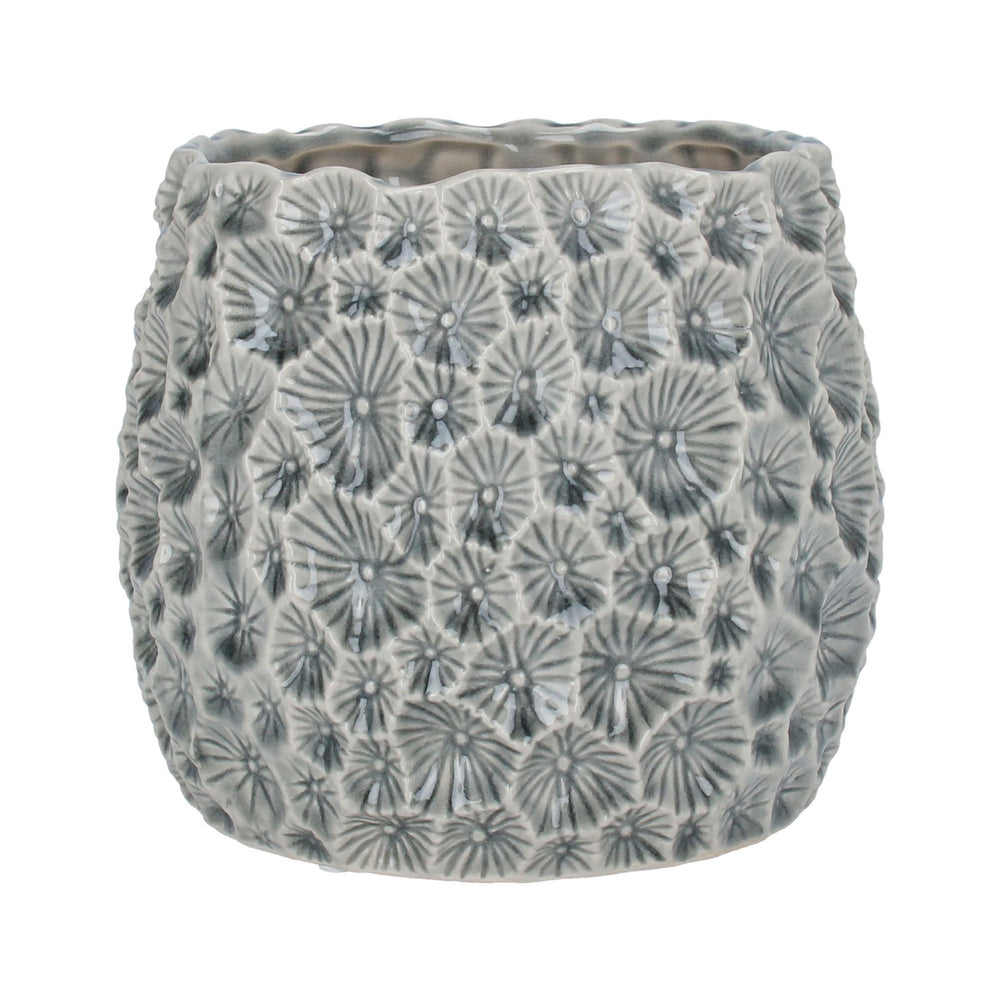 Gisela Graham Medium Grey Crater Ceramic Pot