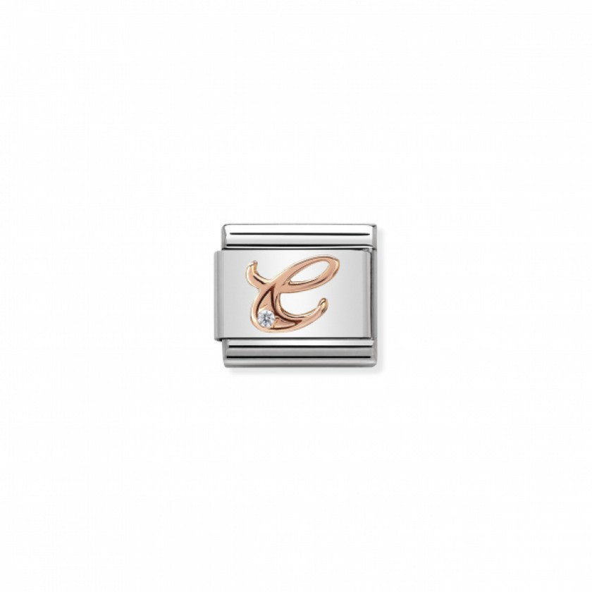 Classic Link 9K Rose Gold and Cubic Zirconia Letter C Charm