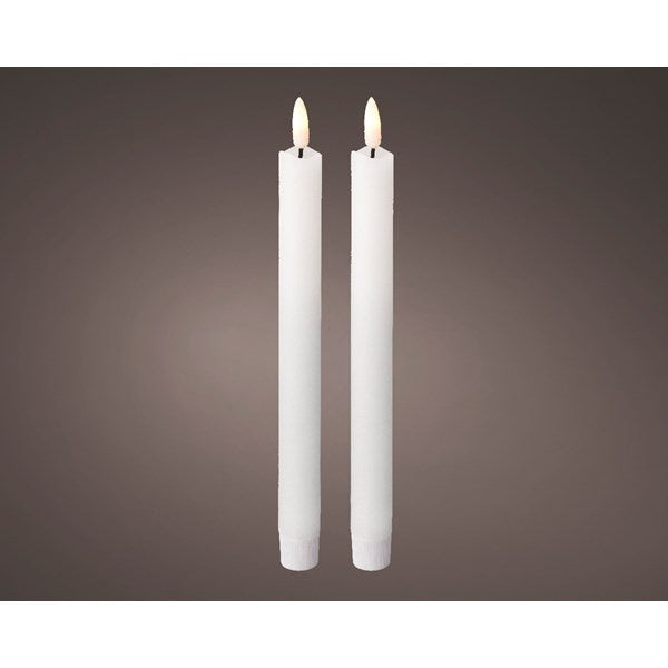 Set of Two LED Wick Dinner Candle - White