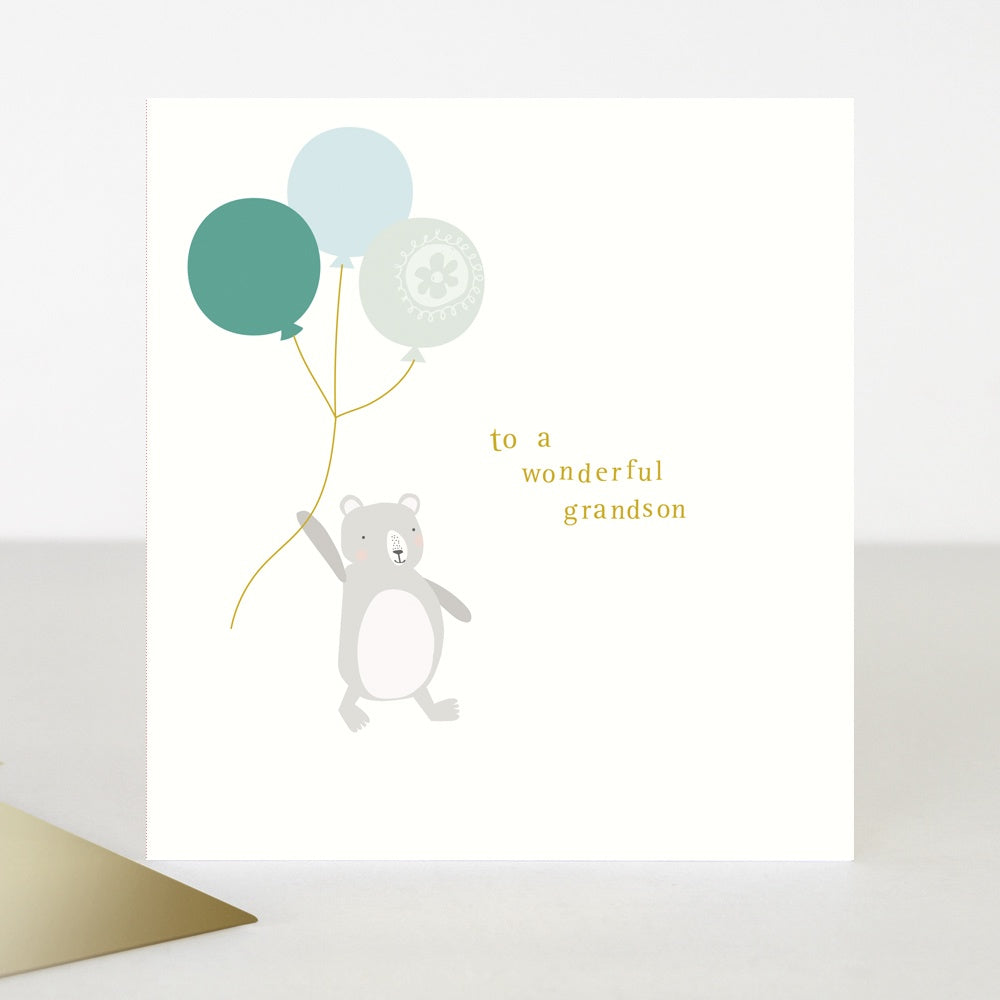 Caroline Gardner Tippy Toe Bear Balloon To A Wonderful Grandson Greetings Card