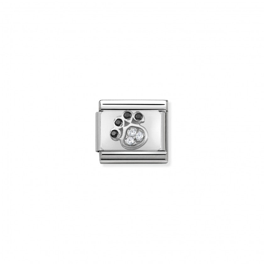 Nomination Classic Link Cubic Zirconia and Silver Paw Print Charm