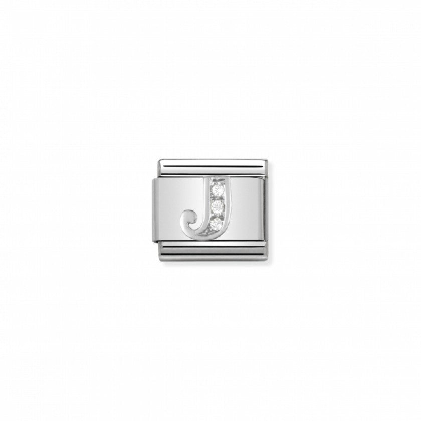 Nomination Classic Link Alphabet Silver and Cubic Zirconia Letter J Charm