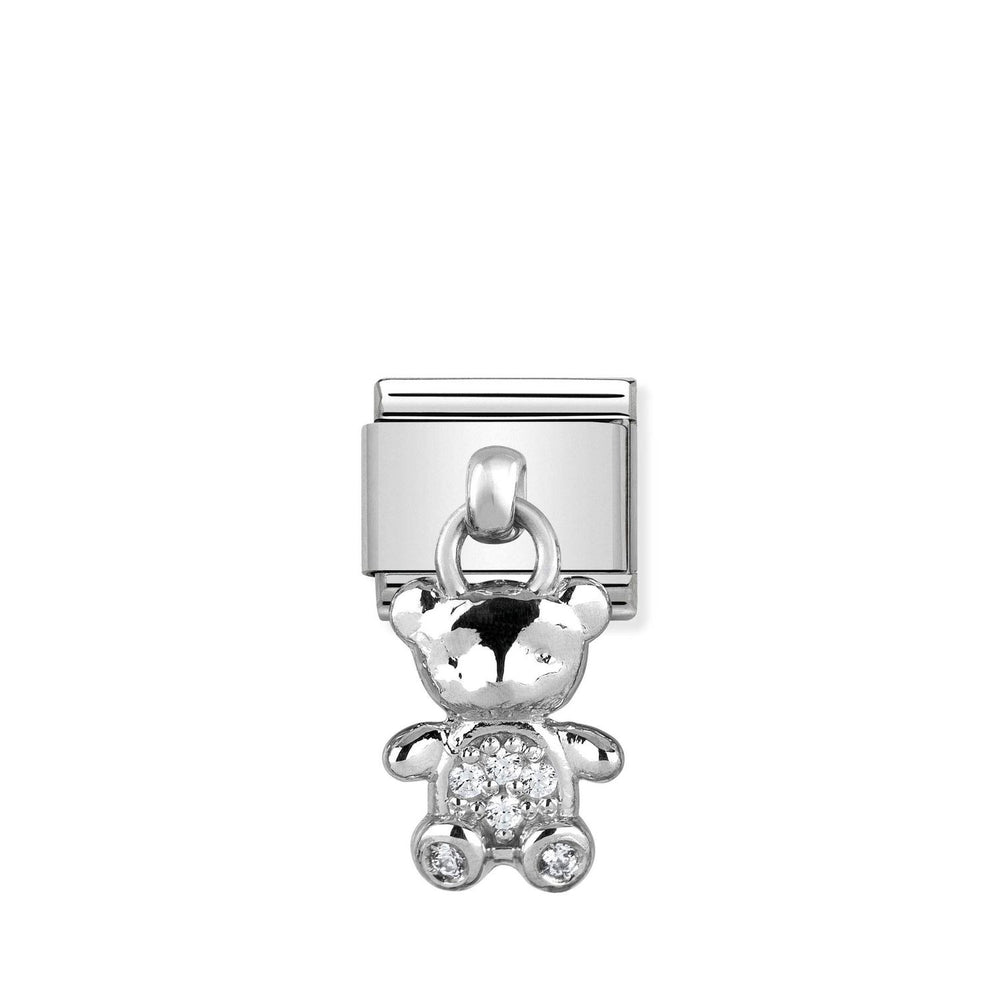 Nomination Classic Link Charm Silver and Cubic Zirconia Teddy Pendant Charm