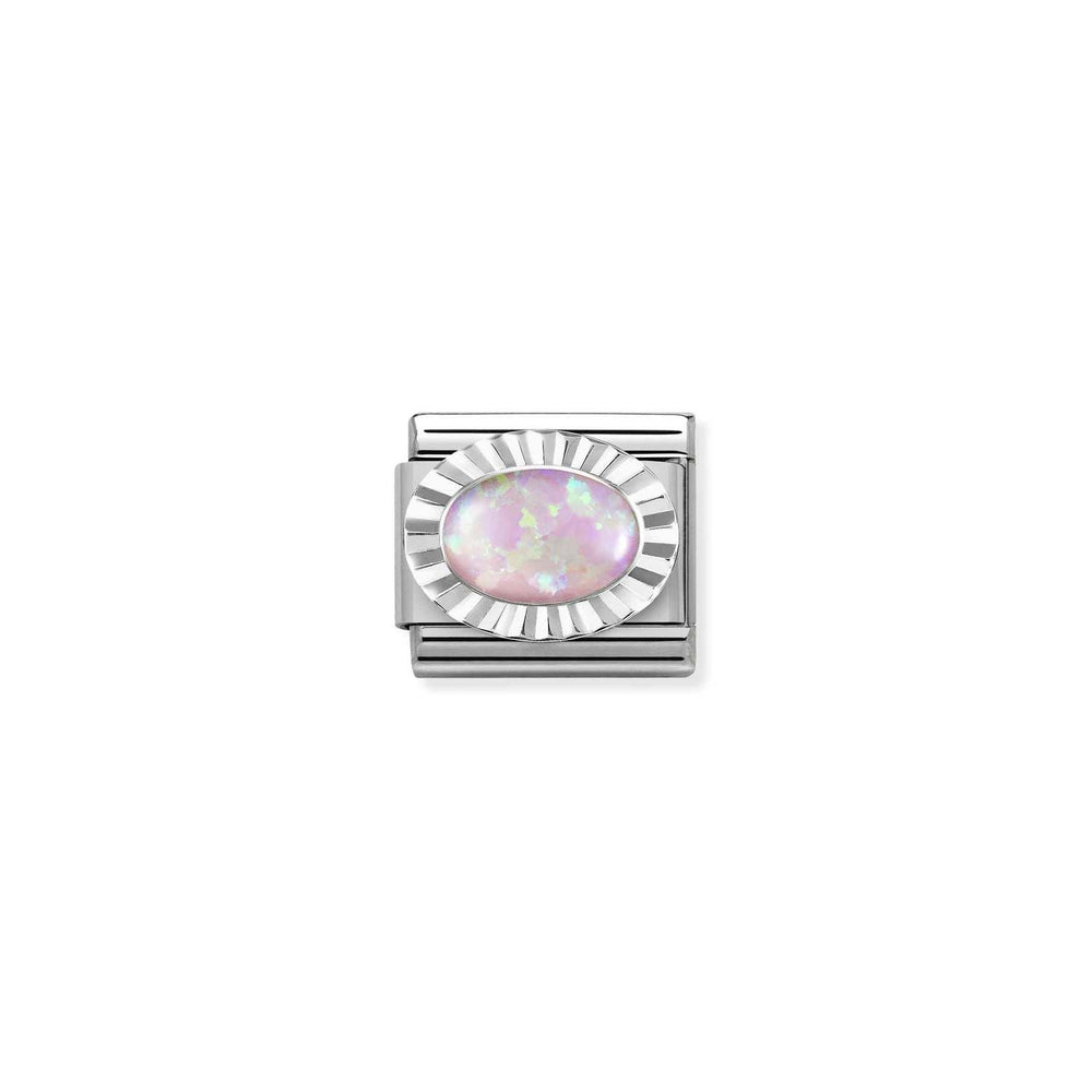Nomination Classic Link Silver Diamond Oval - Pink Opal