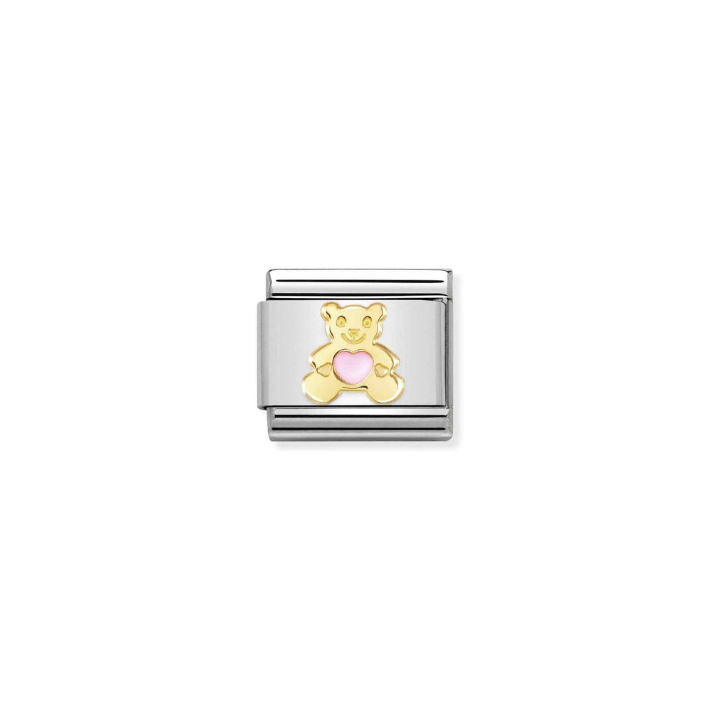 Nomination Classic Link Gold and Enamel Pink Bear Charm