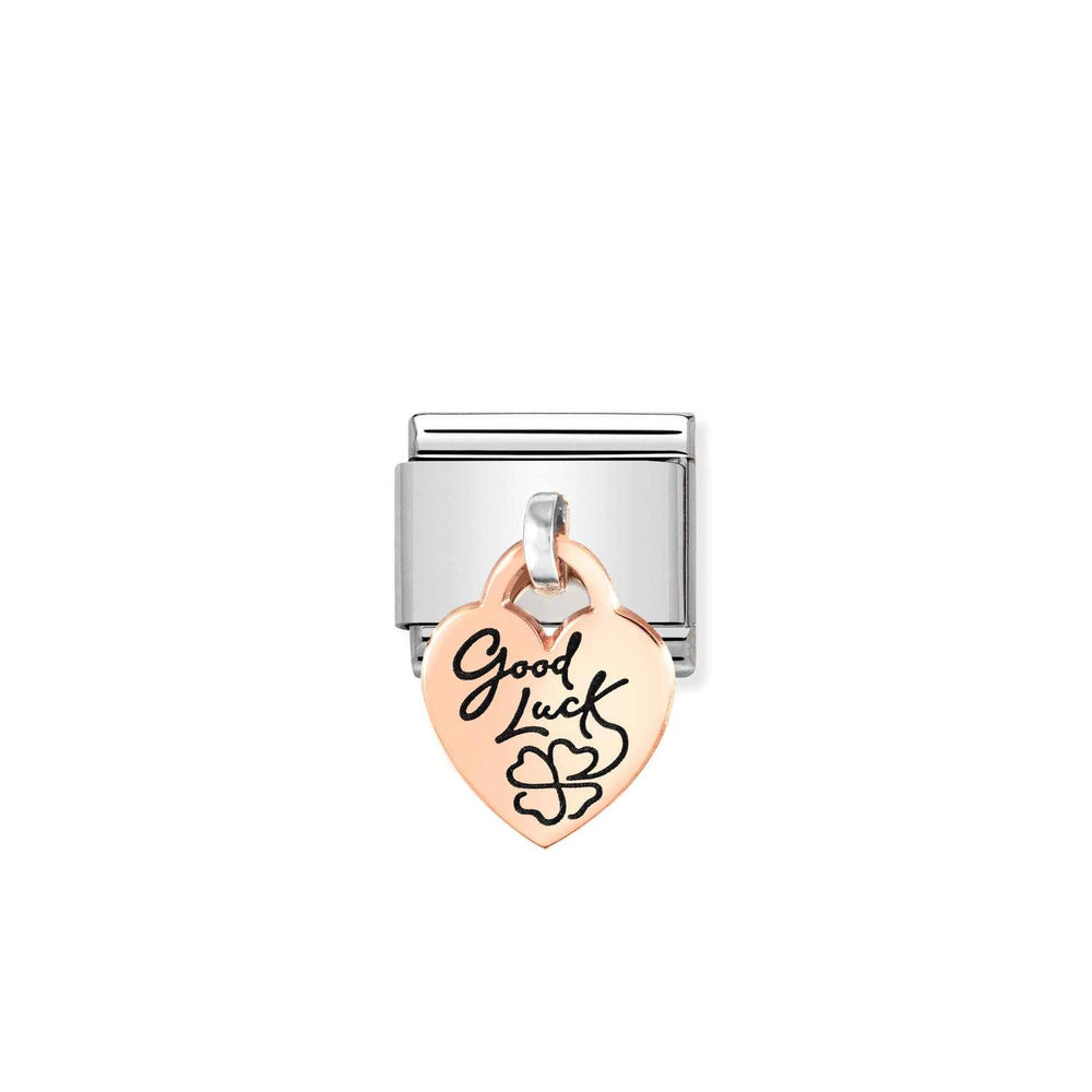 Nomination Rose Gold Heart Pendant Charm - Good Luck