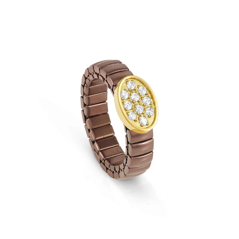 Nomination Chocolate Coloured Stretch Ring - CZ Oval