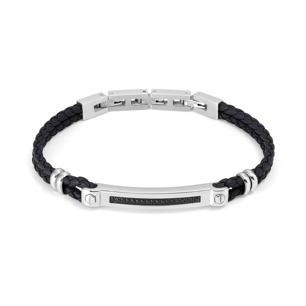 Nomination Manvision Bracelet - Black CZ & Synthetic Leather