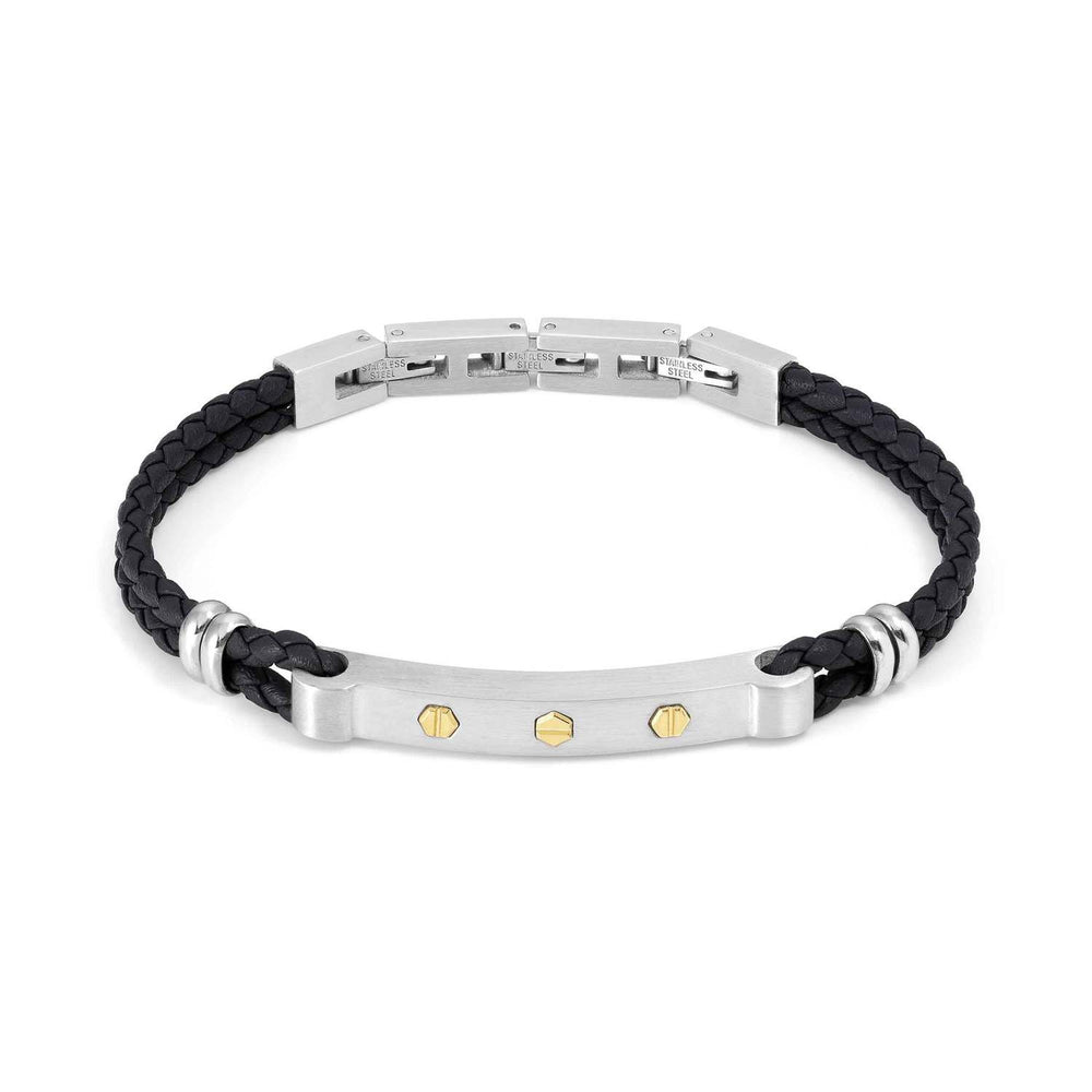 Nomination Manvision Bracelet - Steel & Black Synthetic Leather