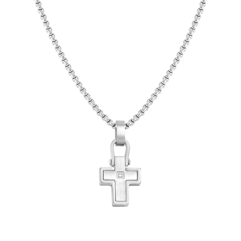 Nomination Manvision Necklace - Cross With Black Detail