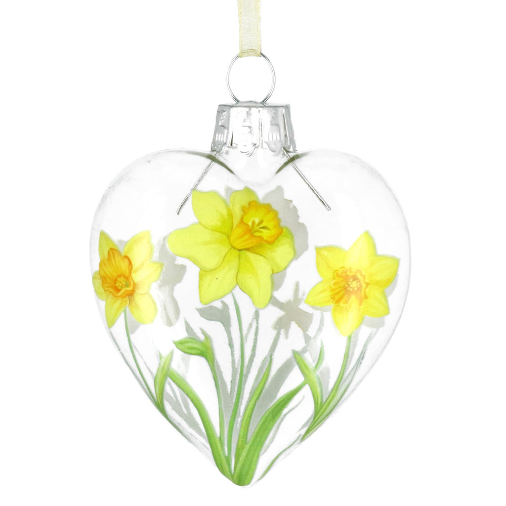 Gisela Graham Clear Daffodil Heart Decoration