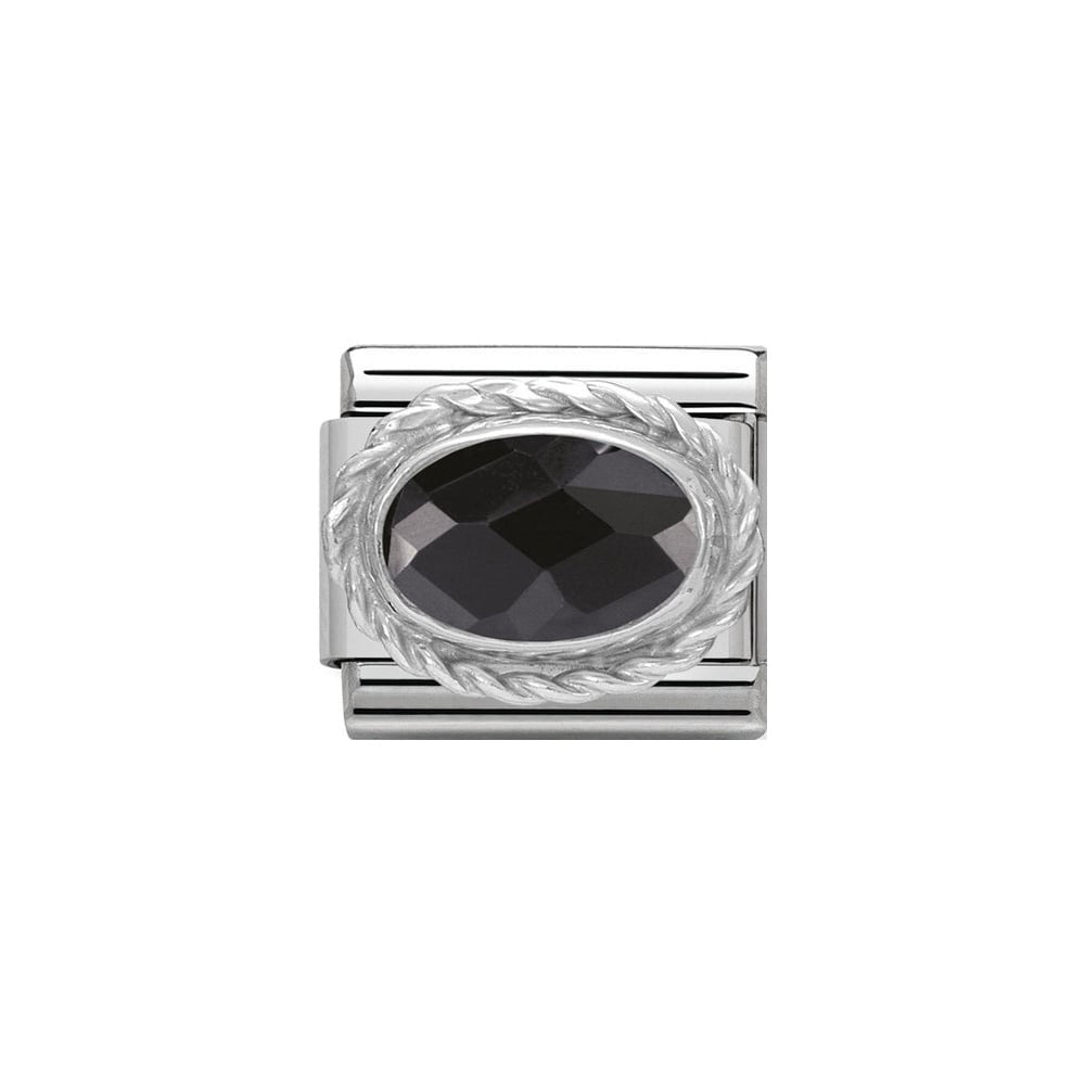 Nomination Classic Link Twisted Setting Faceted Cubic Zirconia Black Charm